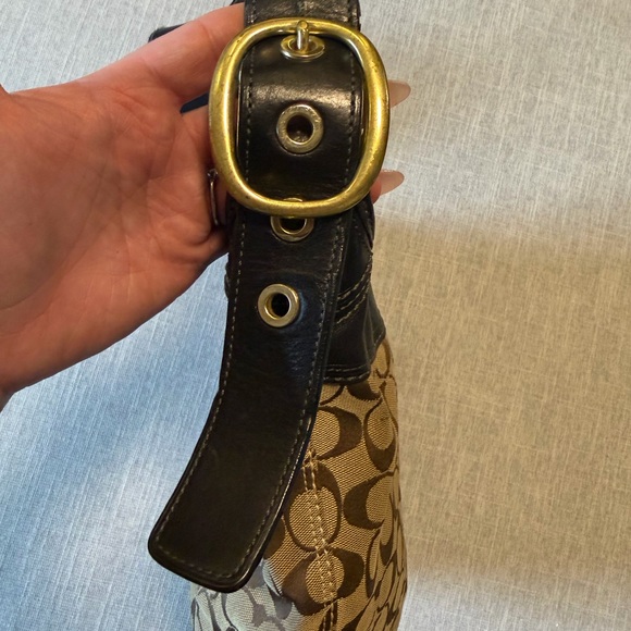 Coach Signature Canvas Crossbody Bag Brown/Tan w/ Leather Trim + Dust Bag - Picture 6 of 13